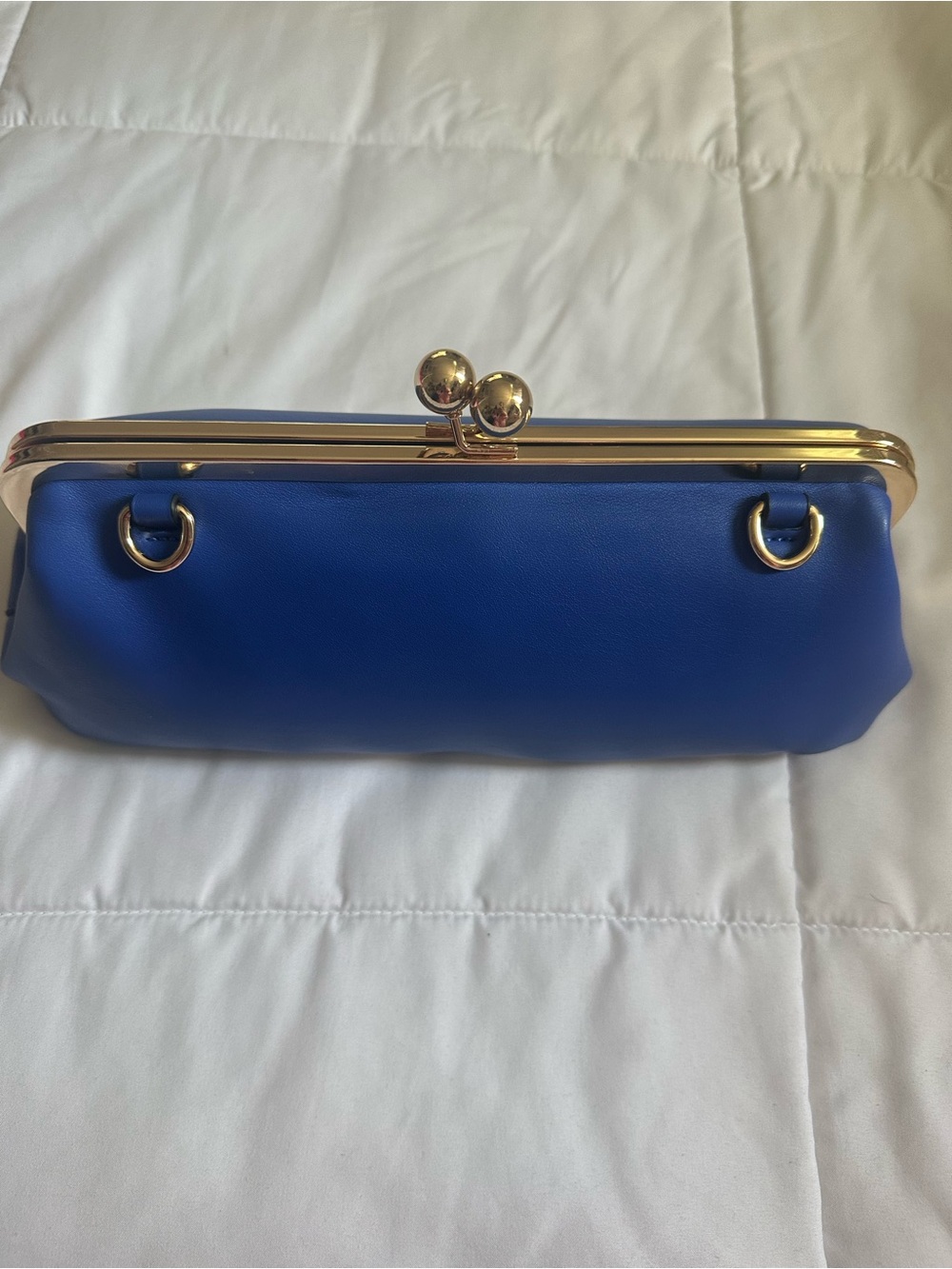 Blue leather kisslock purse